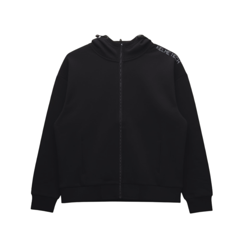 KNITTED JACKET WITH BRUSHED WITH HOOD